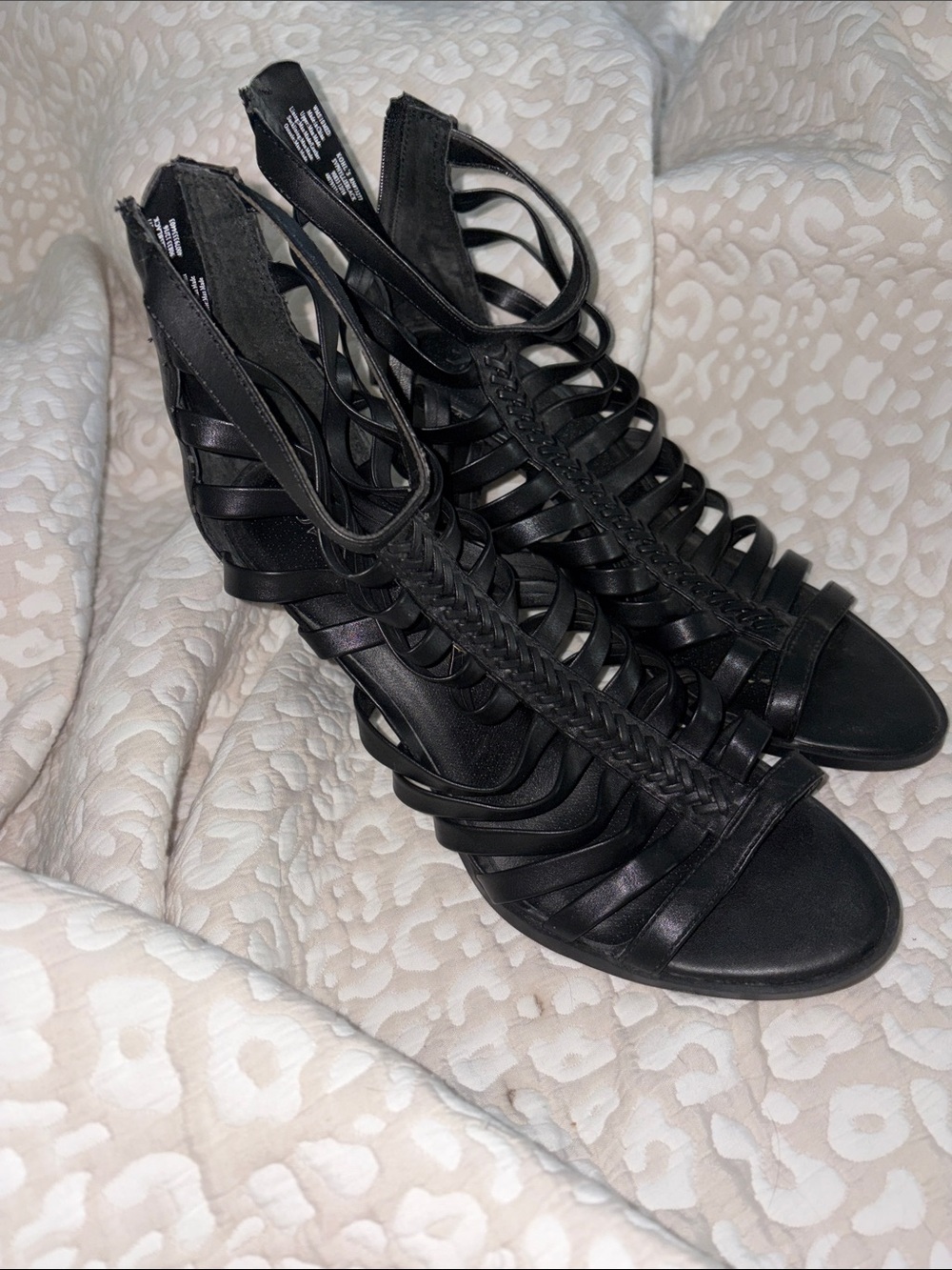 Simply Vera Vera Wang Black Braided Strappy Heeled Sandals